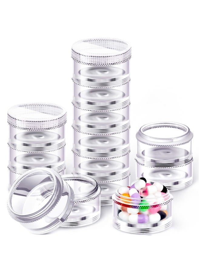 Sieral 2 Pack 7 Day Stackable Pill Organizers Round Pill Organizer Case Stackable Weekly Supplements Vitamins Individual Storage Container Boxes Holder Dispenser with Lids for Travel Medicine, Clear - Image 1