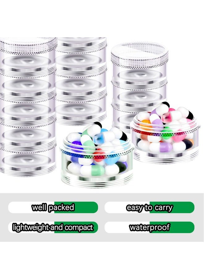 Sieral 2 Pack 7 Day Stackable Pill Organizers Round Pill Organizer Case Stackable Weekly Supplements Vitamins Individual Storage Container Boxes Holder Dispenser with Lids for Travel Medicine, Clear - Image 3