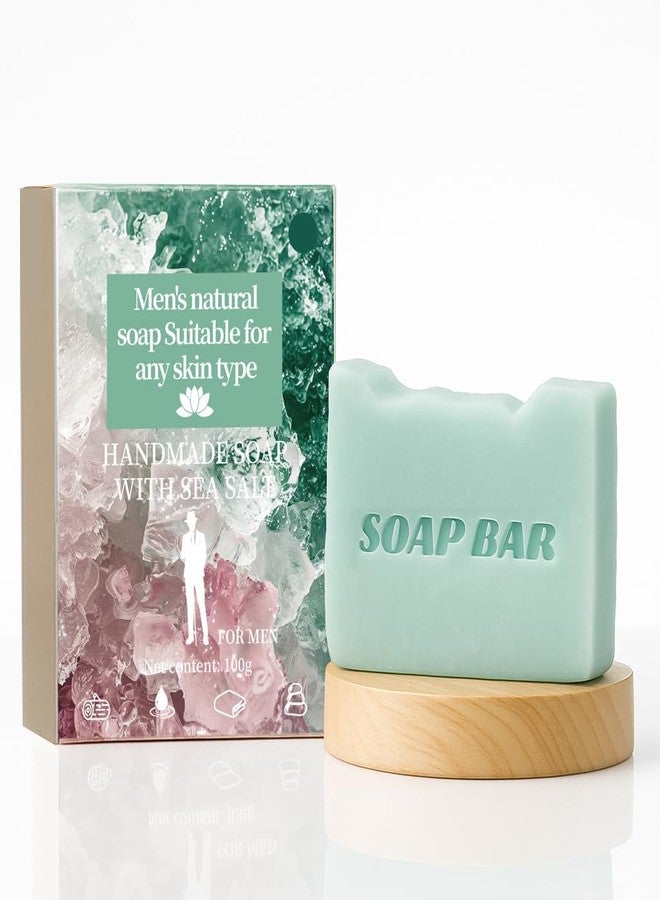 APPTI Natural Soap for Men, Soap Bar with Essential Oils, Cold Pressed Bar Soap for Men, Nourishing Mens Bar Soap (Seasalt - Image 1