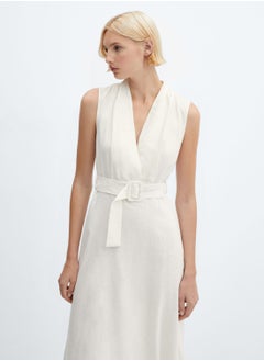 Surplice Neck Belted Dress