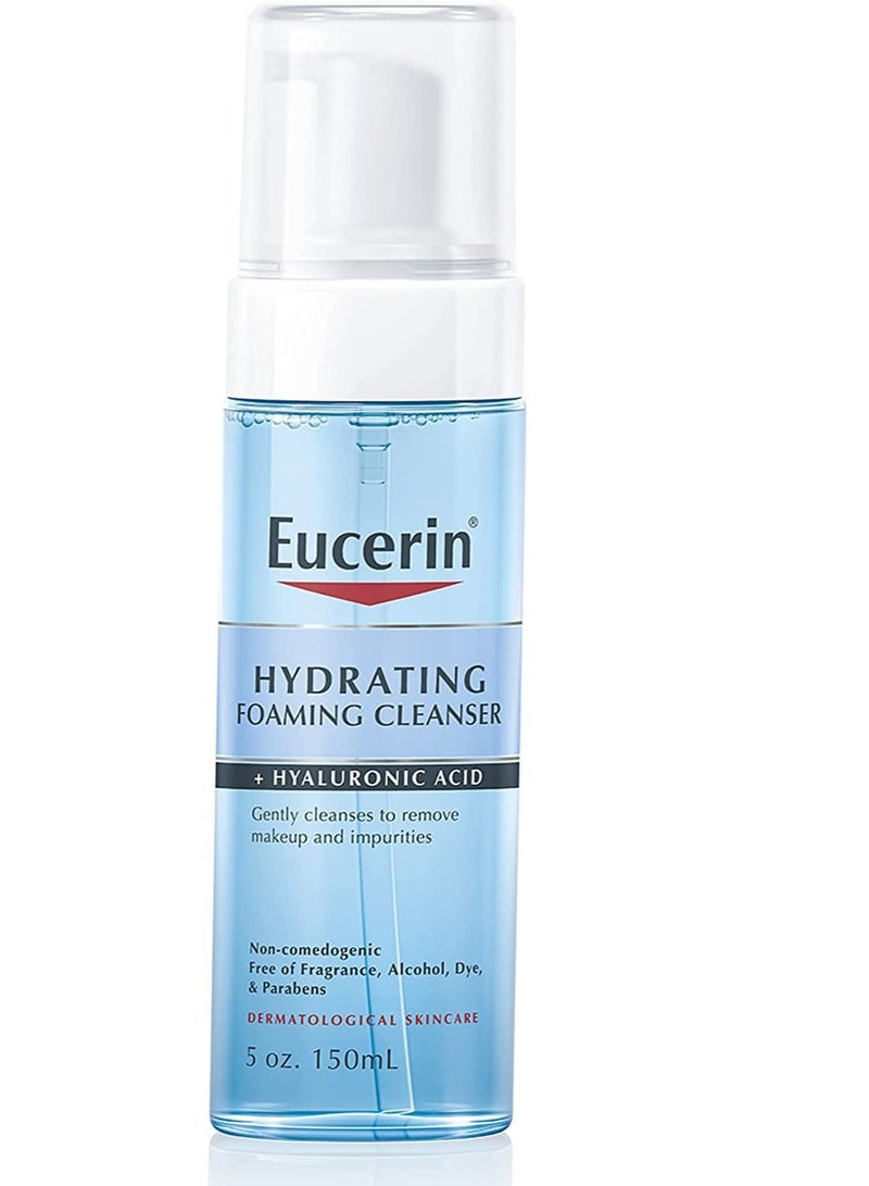 Eucerin Hydrating Foaming Daily Facial Cleanser with Hyaluronic Acid, 5 Fl Oz