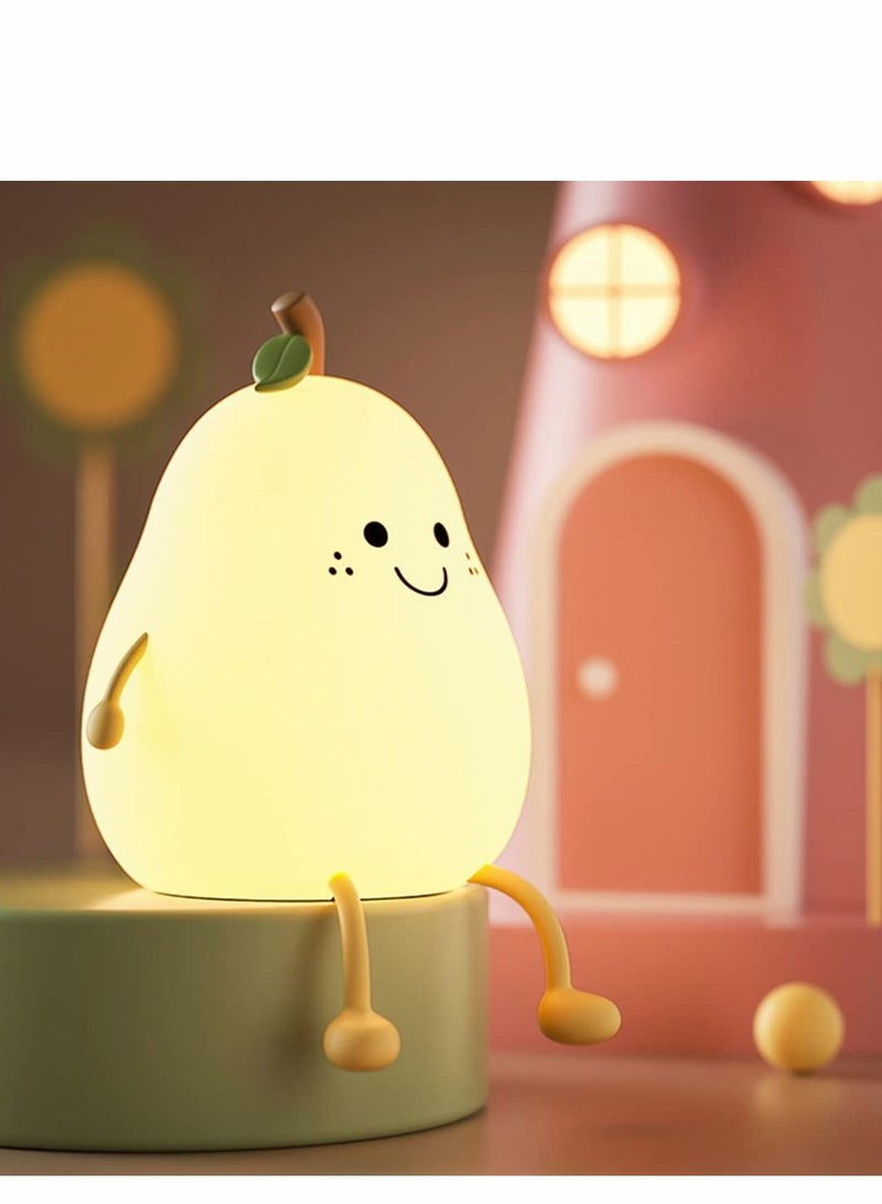 Y&D Kids Night Light, Cute Silicone Pear Nursery Lamp for Baby and Toddler - Image 1