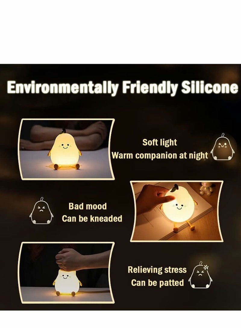 Y&D Kids Night Light, Cute Silicone Pear Nursery Lamp for Baby and Toddler - Image 3
