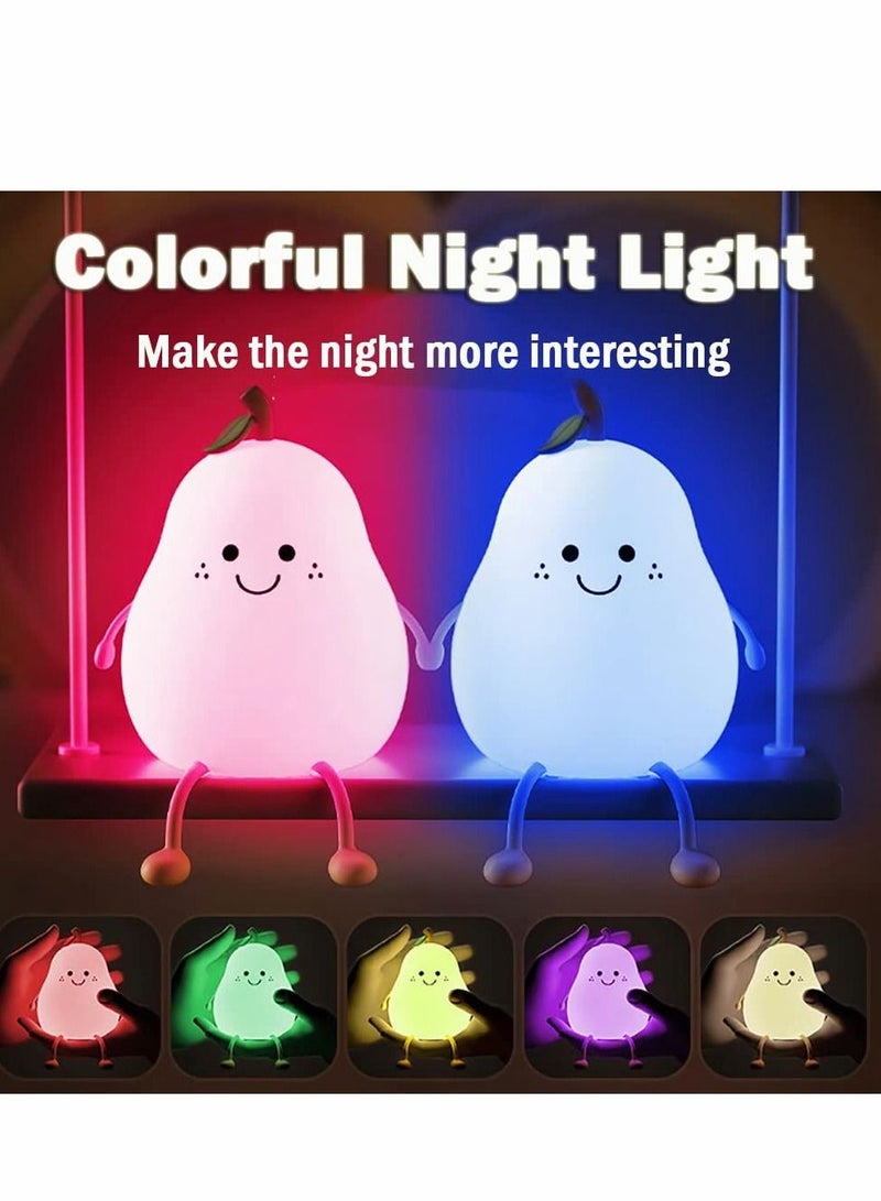 Y&D Kids Night Light, Cute Silicone Pear Nursery Lamp for Baby and Toddler - Image 2