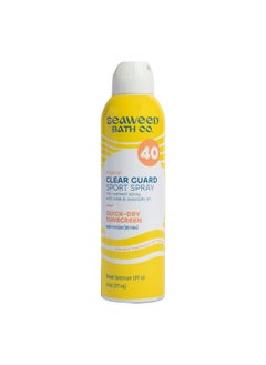 ذا سي ويد باث كو. Seaweed Bath Co. Clear Guard SPF 40 Sport Broad Spectrum Sunscreen Spray، 6 أونصة، أعشاب بحرية تم حصادها بشكل مستدام، صبار، زيت الأفوكادو 