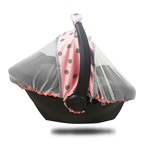 DODO NICI Mosquito Net for Baby Car Seats Car seat net for Newborn CarrierBreathable mesh net for Infant Car Seats Carrier Elastic Edge Kick Proof Polka dot White Patent Design - Image 1