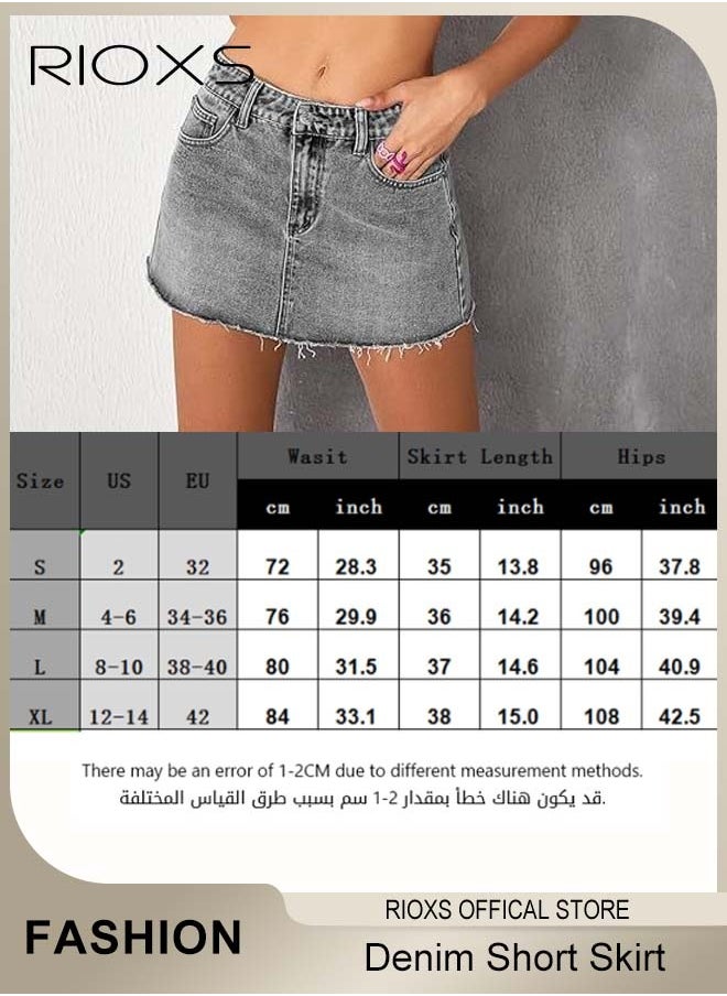 RIOXS Women's Denim Skirt, High Waist Slim Denim Short Skirt, Mini A-Line Skirt, Cargo Skirt with Pockets, Button Jean Skirt For Women, Pair With Sneakers/ High-Heeled Shoes/ Martin Boots, Denim on Denim Skirt for Women  - Image 5