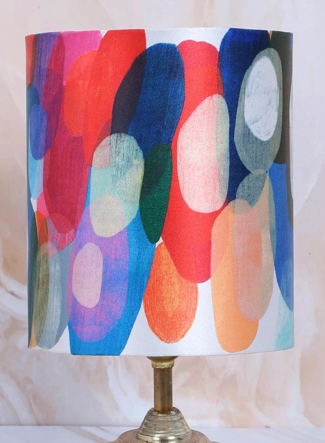 tu casa Mango Wood Circular Table Lamp | Abstract Print Shade Bedside Lamp for Bedroom Living Room Office Study | Decorative Home Décor Lighting & Gifting - Image 4