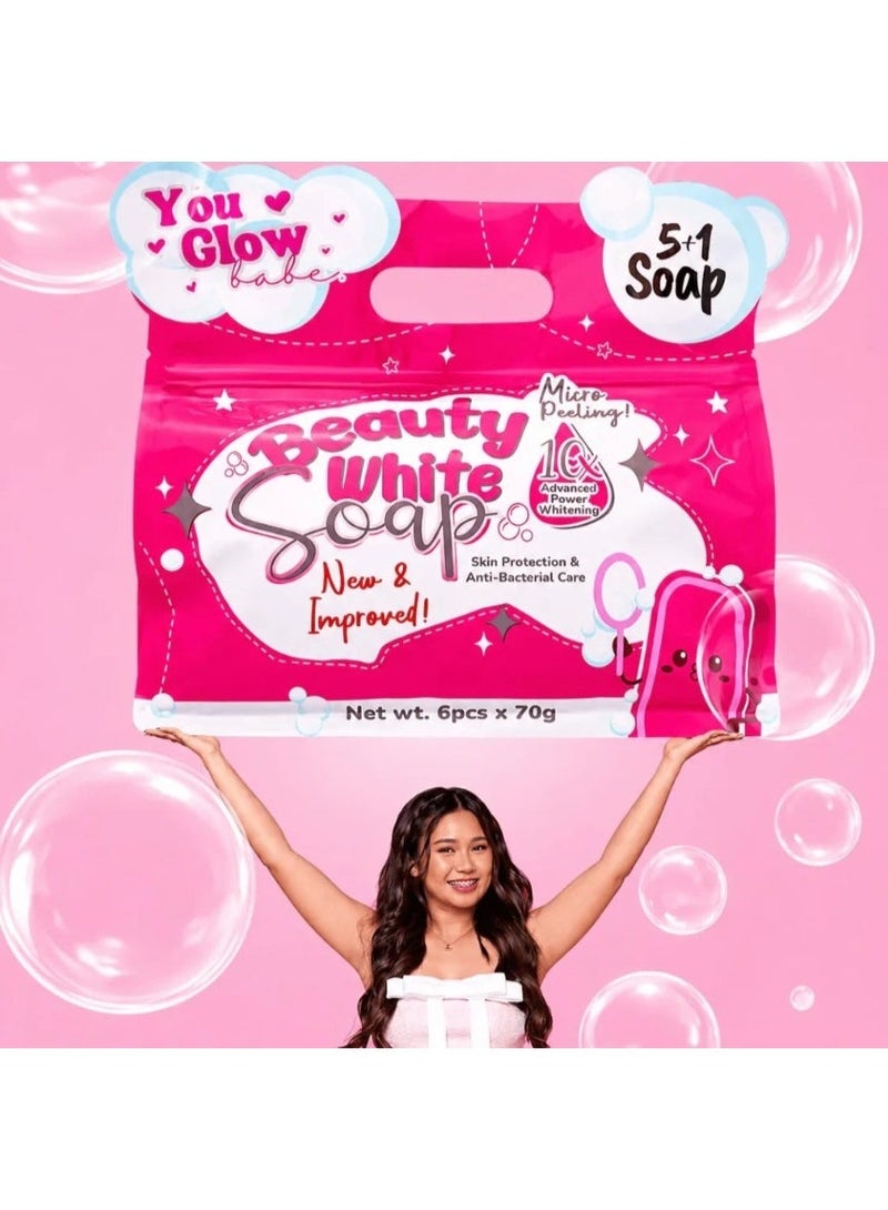 You Glow Babe Beauty White Soap 5+1 x 70g, Micro Peeling Whitening Bar with Snail Extract, Sea Buckthorn & Niacinamide, Brightening Face & Body Cleansing Soap Pack - Image 3