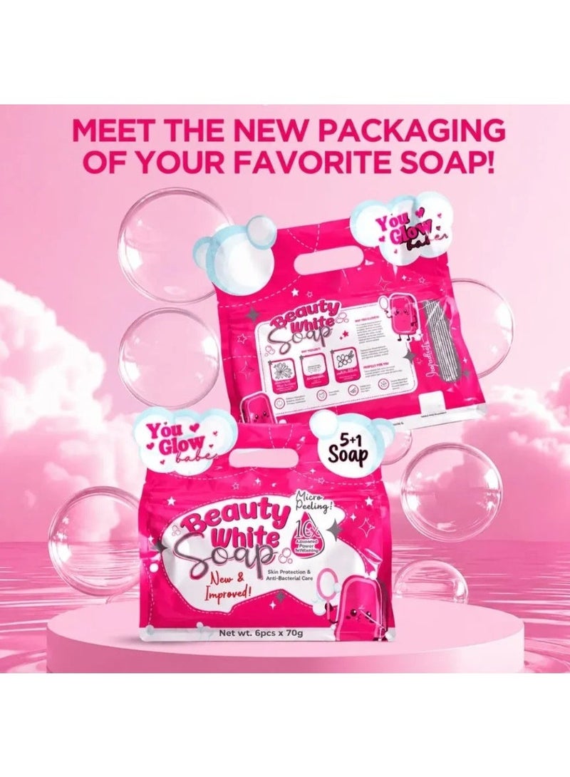 You Glow Babe Beauty White Soap 5+1 x 70g, Micro Peeling Whitening Bar with Snail Extract, Sea Buckthorn & Niacinamide, Brightening Face & Body Cleansing Soap Pack - Image 4