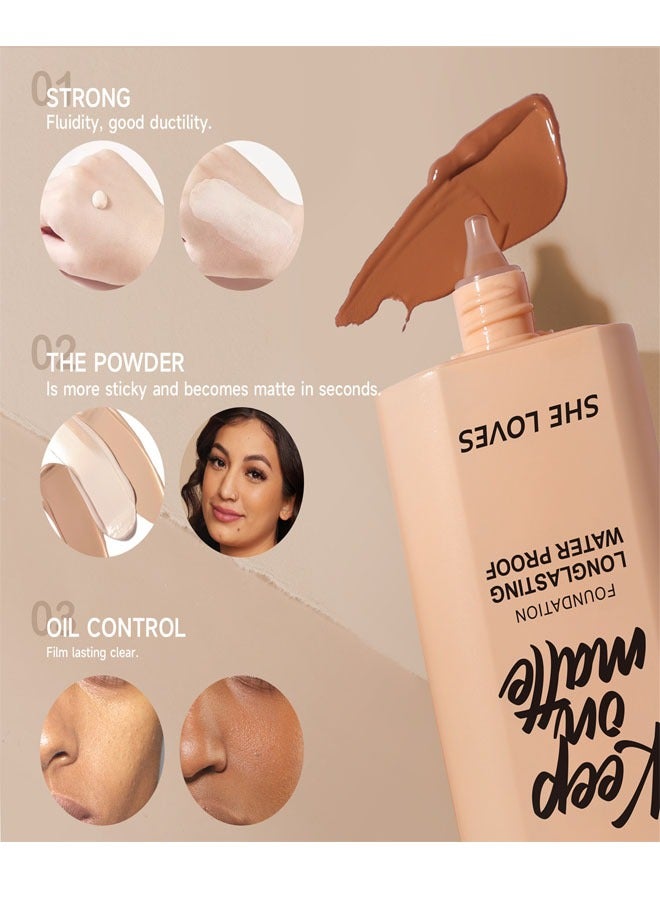 Sheloves 30ml Keep On Matte Longlasting Waterproof Makeup Liquid Foundation(03 Warm Peach) Feels Lightweight And Comfortable Buildable A Flawless Natural Looking, Concealer Foundation To Cover Redness - Image 3