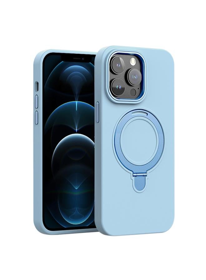 زبون جراب لهاتف iPhone 12 Pro Max مصنوع من السيليكون السائل MagSafe مع حامل حلقي معدني - Image 1