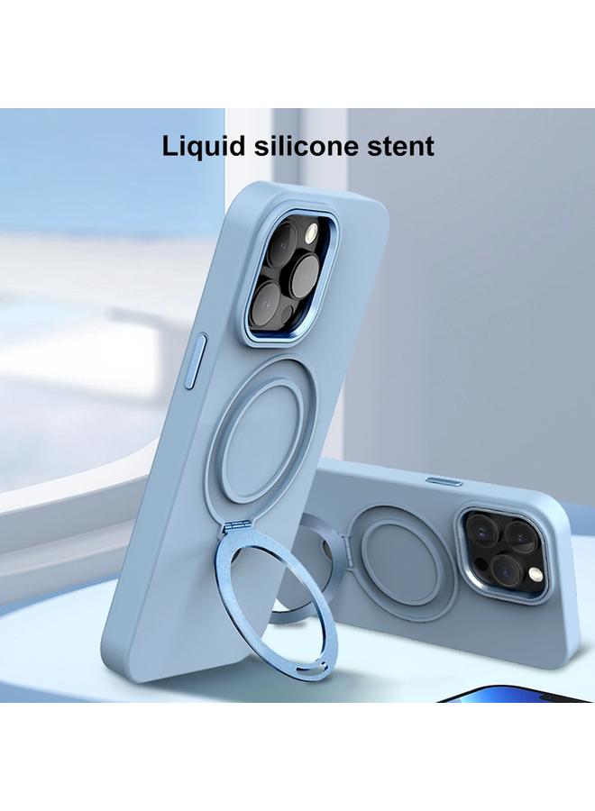 زبون جراب لهاتف iPhone 12 Pro Max مصنوع من السيليكون السائل MagSafe مع حامل حلقي معدني - Image 3