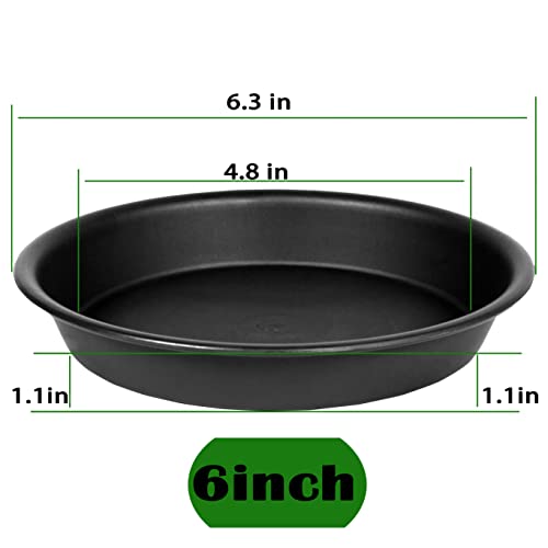 Bleuhome 6 Pack 6 inch Plant Saucer Tray, 4 6 8 10 12 15 17 19 inch Plant Saucers, Heavy Duty Plastic Plant Saucers for Indoors, Bird Bath Bowls, Flower Plant Water Trays for pots Planter (6", Black) - Image 2