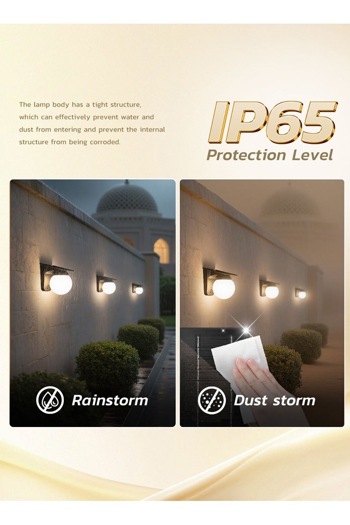 مودي مصباح جداري شمسي خارجي – 3 أوضاع إضاءة، لوحة شمسية 3 واط، مقاوم للماء IP65، بطارية 3600mAh – إنارة للحدائق والأسوار والفناء بدون كهرباء - Image 5