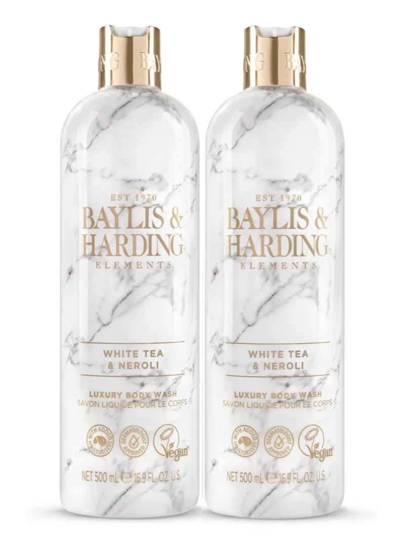 Baylis & Harding Elements White Tea and Neroli Body Wash, 500ml (Pack of 2) | Indulgent Moisturizing Formula with Fresh Floral Scents | Silky Smooth Skin | Paraben Free | Vegan