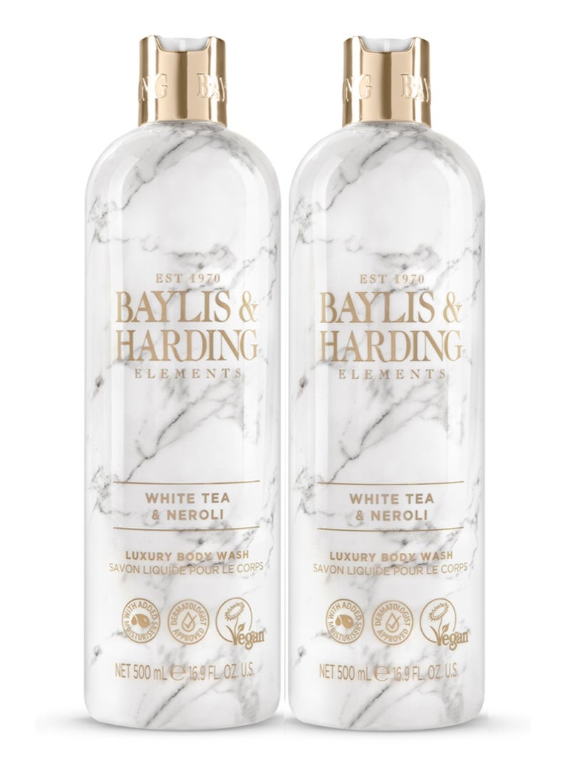 Baylis & Harding Elements White Tea and Neroli Body Wash, 500ml (Pack of 2) | Indulgent Moisturizing Formula with Fresh Floral Scents | Silky Smooth Skin | Paraben Free | Vegan - Image 1