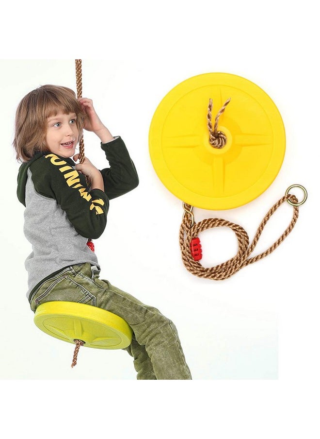 Toy Park - Toy Park Plastic Disc Swing Outdoor Indoor Hanging Plate Children Swing Disc Seat Kids Round Rope Playground Garden Play Activity with Height Adjustable (Yellow) - Image 1