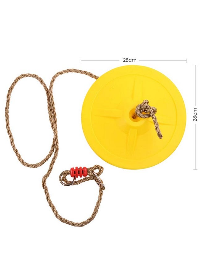 Toy Park - Toy Park Plastic Disc Swing Outdoor Indoor Hanging Plate Children Swing Disc Seat Kids Round Rope Playground Garden Play Activity with Height Adjustable (Yellow) - Image 1