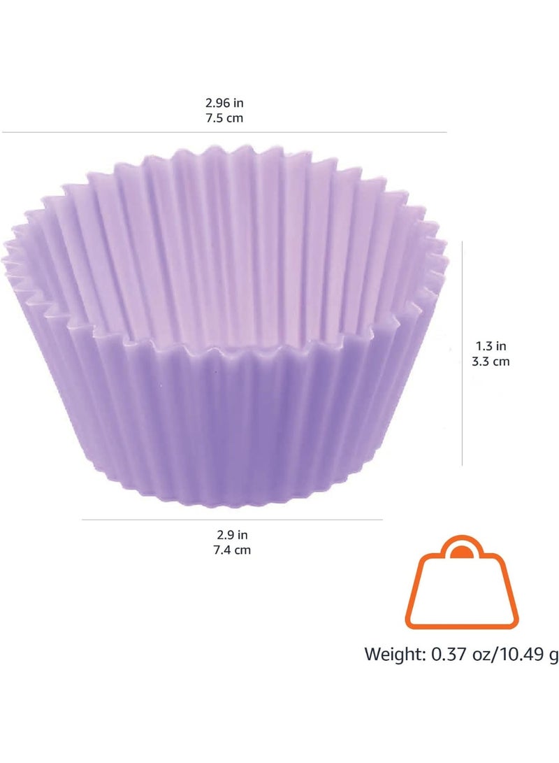 Reusable Silicone Baking Cups, Non-Stick, BPA Free, Dishwasher Safe, 2.9 x 2.9 x 1.3 in (LxWxH), Multicolor, Pack of 24 - Image 4