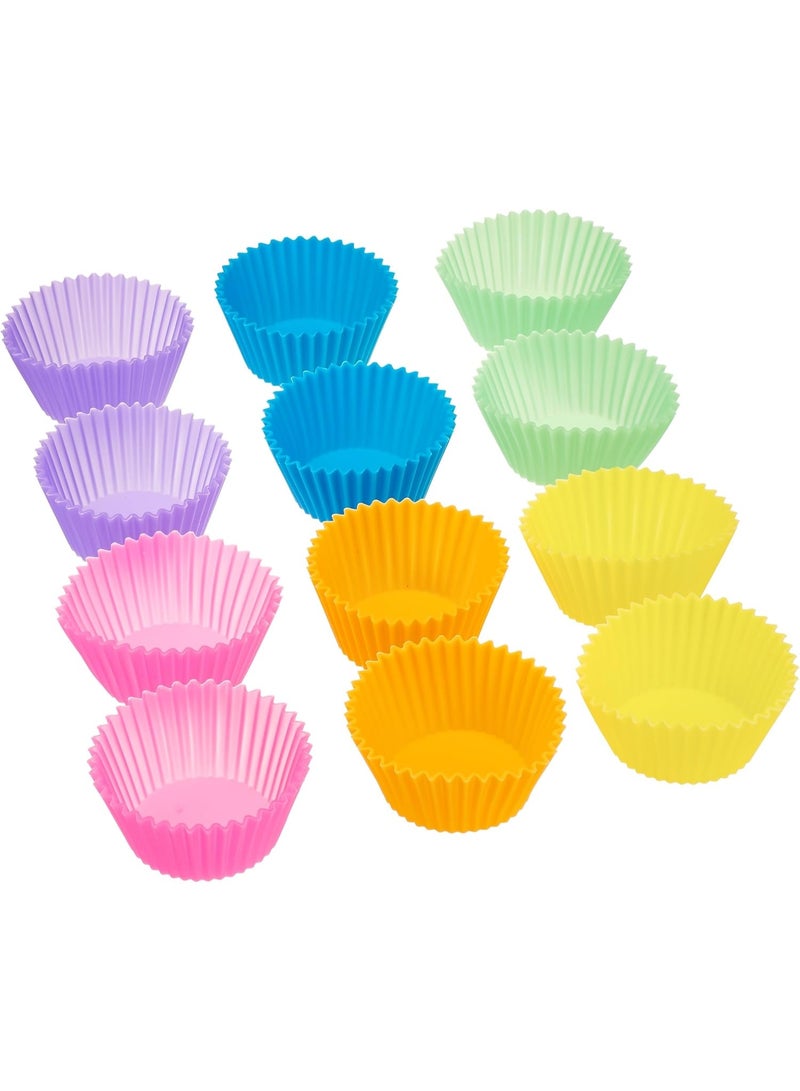 Reusable Silicone Baking Cups, Non-Stick, BPA Free, Dishwasher Safe, 2.9 x 2.9 x 1.3 in (LxWxH), Multicolor, Pack of 24 - Image 3