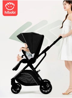 hibobi Two-Way Push Foldable Baby Single Stroller - Black  - Image 3