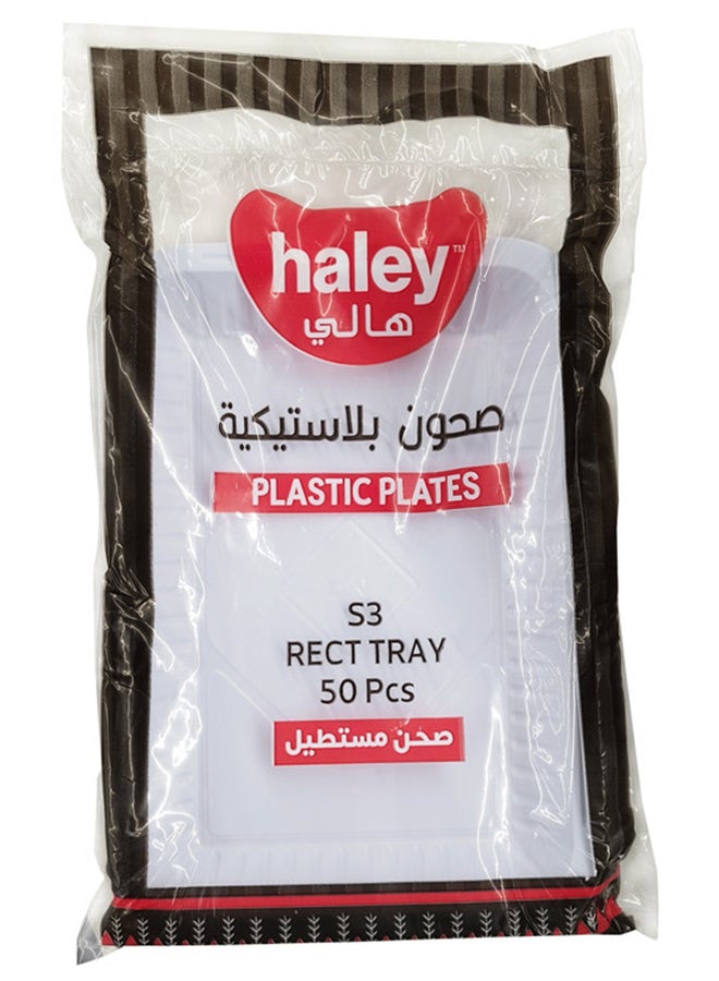 Haley Plastic Plates S3 Rect Tray 50pcs