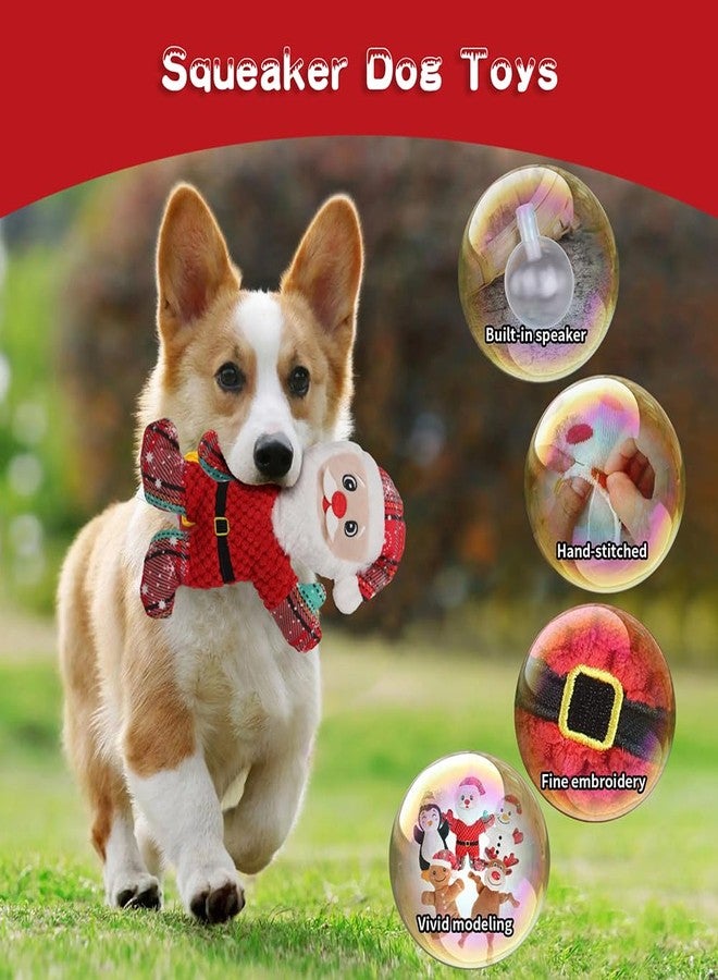 PELTEFLU Christmas Dog Squeak Toys for Small, Medium & Large Dogs, Tough Chew Toy for Teething & Chewing, Durable Interactive Puppy Gifts, 5-Pack - Image 3