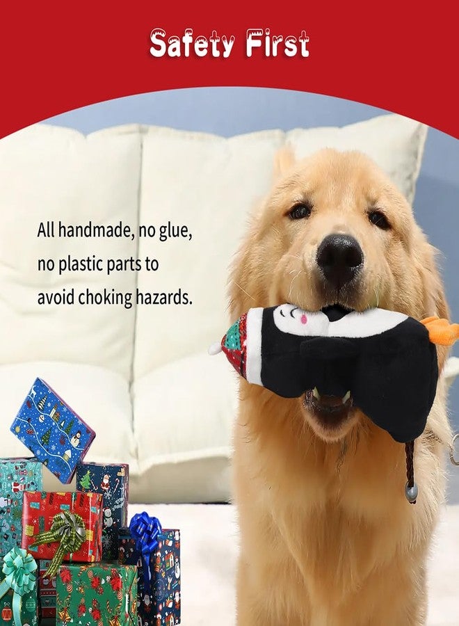 PELTEFLU Christmas Dog Squeak Toys for Small, Medium & Large Dogs, Tough Chew Toy for Teething & Chewing, Durable Interactive Puppy Gifts, 5-Pack - Image 4