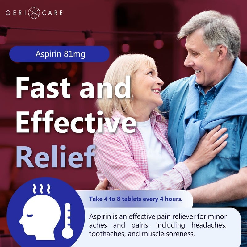 GeriCare Low Dose Enteric Coated Aspirin 81mg Pain Reliever 300 Count Pack of 1 - Image 5