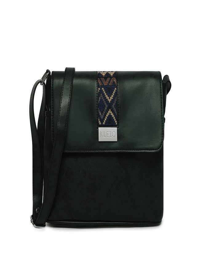 KLEIO Faux Leather Side Crossbody Sling Bag For Women Ladies (HO8028KL) (Dark Green) - Image 1