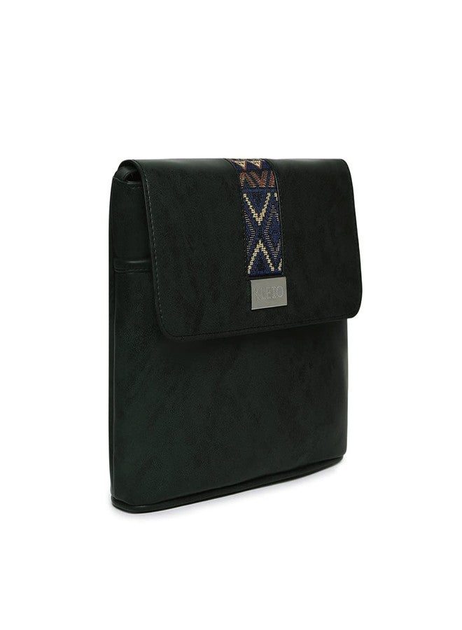 KLEIO Faux Leather Side Crossbody Sling Bag For Women Ladies (HO8028KL) (Dark Green) - Image 4