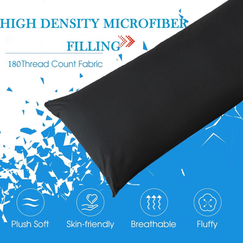 SHOUREN Cotton Body Pillow Insert - Cooling Breathable Full Body Pillow for Side Sleeper - Soft Long Bed Pillow for Adults - 20 x 54 inch-Black - Image 5