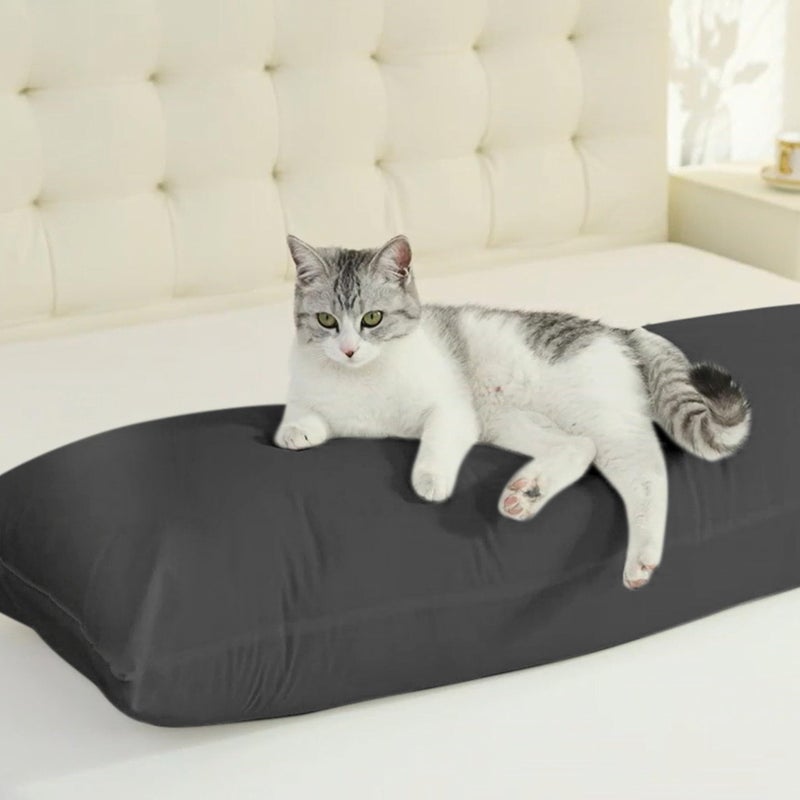 SHOUREN Cotton Body Pillow Insert - Cooling Breathable Full Body Pillow for Side Sleeper - Soft Long Bed Pillow for Adults - 20 x 54 inch-Black - Image 2