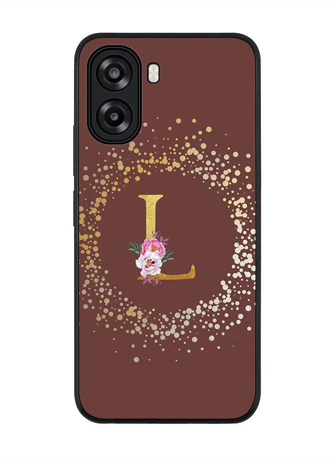 Stylizedd For Oppo A6t 5G / A6t 4G Case,Slim fit Camera Protection, Shockproof Thin Phone cover  - Custom Monogram Floral - L  (Brown ) - Image 1
