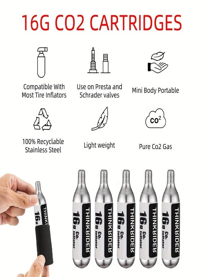 ThinkRider 16g Threaded CO2 Cartridges, CO2 Cartridges for Use with CO2 Bike Tire Inflator, C02 Cartridges for MTB & Road Bikes(16g x 10 Pack) - Image 2