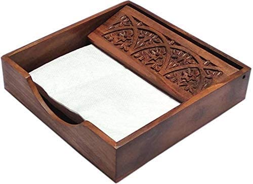 RGrandsons Rosewood Wooden Tissue Paper Rack/Napkin Holder Stand Square Rosewood 7.5 * 7.5 inch. (Carving) - Image 5