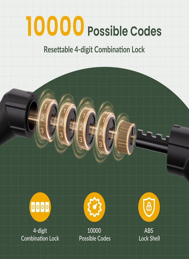 Titanker 4FT Black 8mm Bike Cable Lock, Combination, Coiling, Keyless, Secure, Bicycle, Scooter, Stroller, Skateboards, Gates & Fences, Grills & Lawnmowers - Image 5