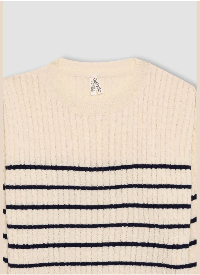 ديفاكتو Girl Crew Neck Long Sleeve Tricot Pullover