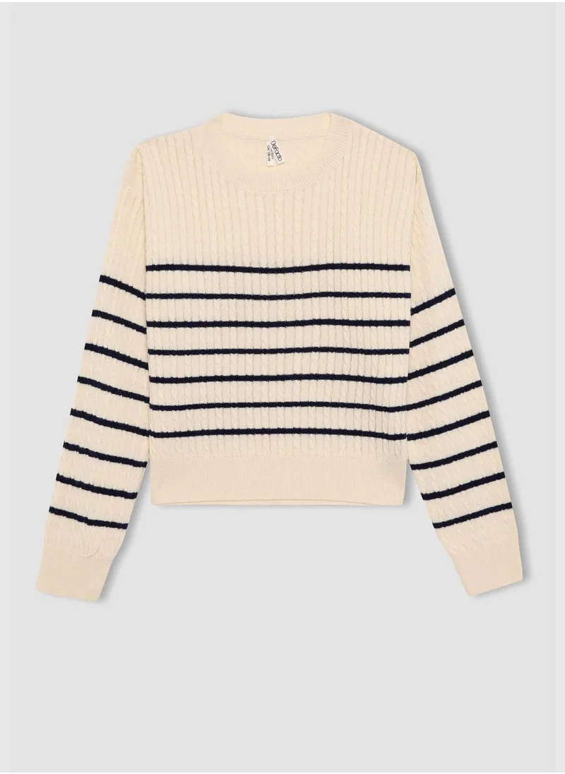 DeFacto Girl Crew Neck Long Sleeve Tricot Pullover