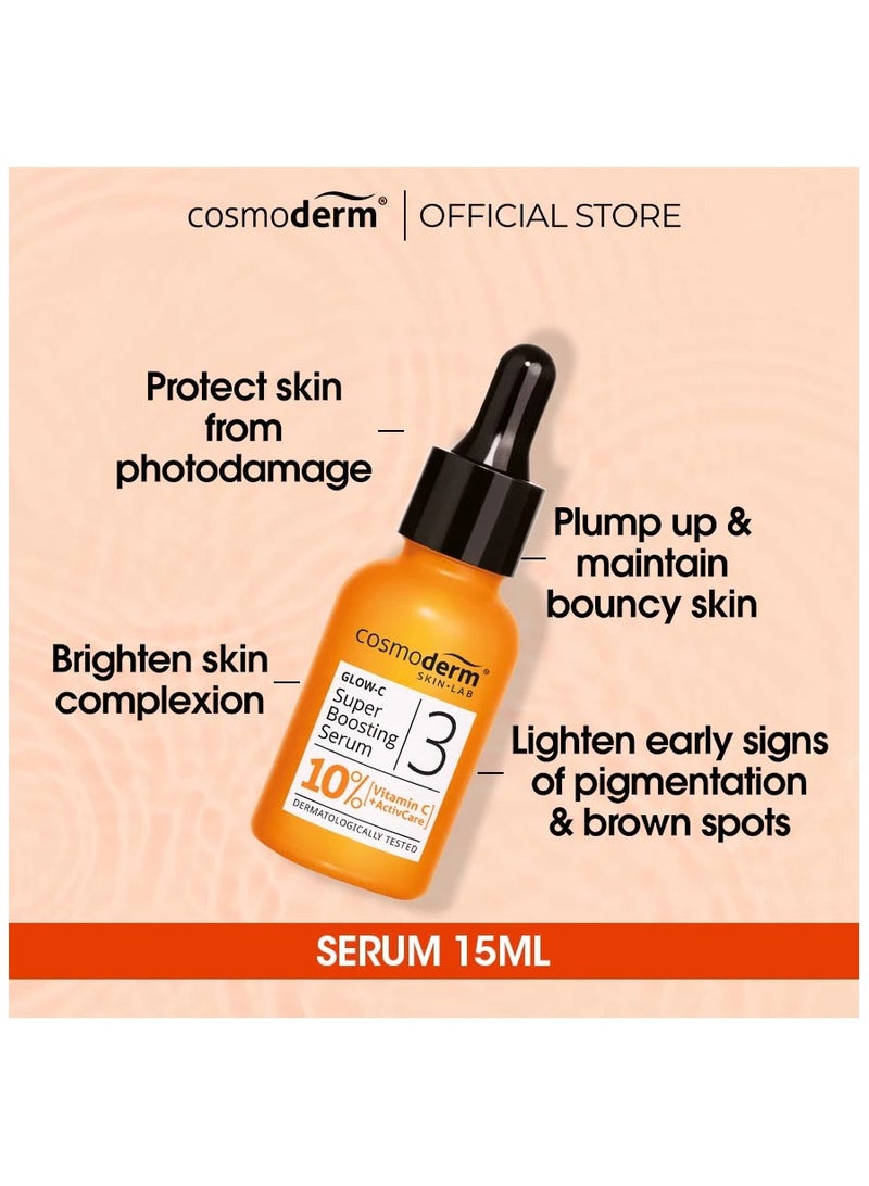كوزموديرم سيروم كوزموديرم جلو-سي المعزز لتفتيح البشرة، يحتوي على 10% فيتامين سي + أكتيف كير (15 مل) - Image 2