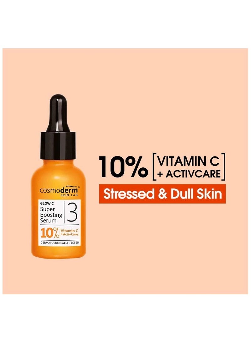 كوزموديرم سيروم كوزموديرم جلو-سي المعزز لتفتيح البشرة، يحتوي على 10% فيتامين سي + أكتيف كير (15 مل) - Image 1