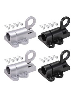 KASTWAVE 4 Pcs Spring Latch Bolt,Automatic Latch Lock,Spring Lock Automatic Spring Latch,Pull Ring Door Bolt with Screws,Suitable for Windows Wooden Doors,Courtyard Doors,Cabinet Doors(Black and Silver Gray)  - Image 1