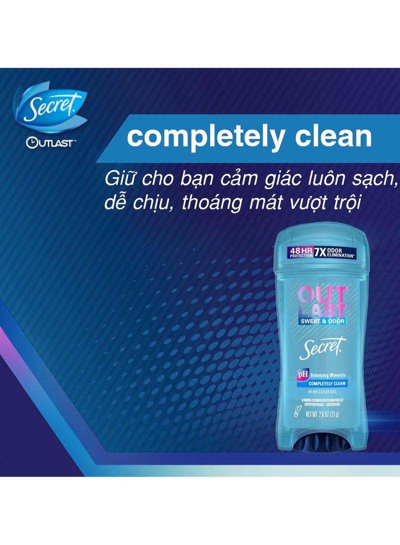 Secret Out Last Antiperspirant Deodorant Invisible Solid Completely Clean 73 G - Image 3