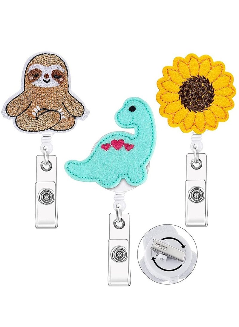 Y&D 3 Pcs ID Card Retractable Clip Badge Holder Reel Cute Nursing Name Supplies Holders with Alligator for Nurse Doctor Teacher  - Image 1