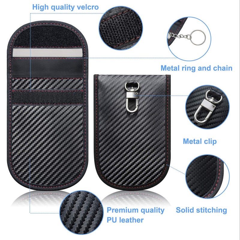 Faraday Bag: Black Carbon Fiber Signal Blocking Case - Military-Grade RFID Protection, 10-Pack, Slim Portable Design for Car Keys, Smartphones & Cybersecurity-Conscious Users - Image 3