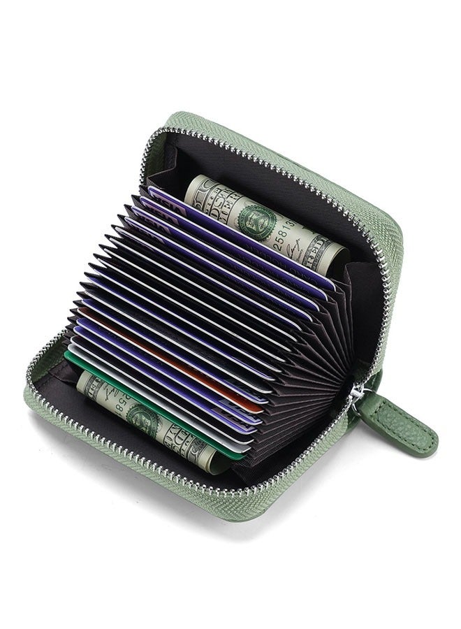 Generic Credit Card Holder Wallet, RFID 20 Slots Credit Card Holder Genuine Leather Small Card Case, Zippered Accordion Wallet, Unisex, Wallet Card Case (Green)  - Image 5