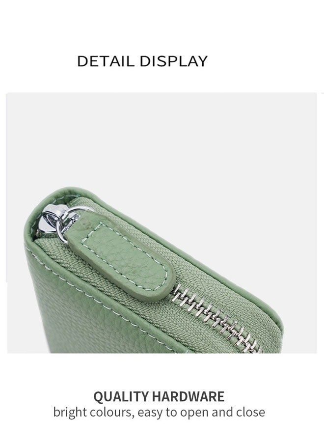 Generic Credit Card Holder Wallet, RFID 20 Slots Credit Card Holder Genuine Leather Small Card Case, Zippered Accordion Wallet, Unisex, Wallet Card Case (Green)  - Image 2