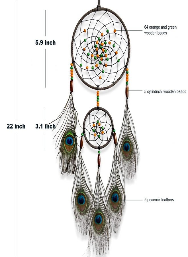 Awlee Dream Catchers Wall Hanging Room Decor Handmade Peacock Feather for Girls Boys Bedroom Decoration Craft Gift - Image 2