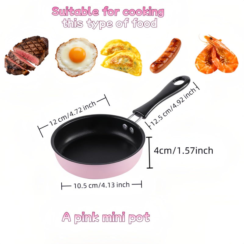 FANBODTA 4.7inch Mini Non-Tick Egg Pan - 5-Layer Coating, Dishwasher Safe, Gas/Induction Compatible Small Frying Pan for Omelet, Pancake, Oven & Dishwasher Safe - Perfect for Camping & RV (Pink) - Image 2